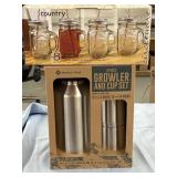 Growler and cup set with mason jar mugs