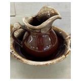 MCCOY brown drip glaze pitcher and wash basin