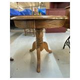 Circular wooden end table