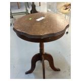 Small round vintage wooden end table