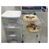 3 drawer plastic storage rack  and wire rack