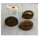 RUSTIC Vtg irons and cow toothpick holder