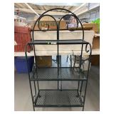 Green metal plant shelf