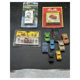 Train set workers with forklift and other