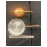 2 Copper Skillets with Brass Handles