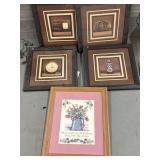 Radio memorabilia photos in frames and a M
