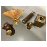 Brass tissue dispenser and candle holders  & VT