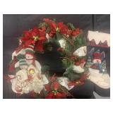 Snowman Wreath, Stocking & Kirklands Figure