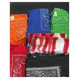 Assortment of roughly 100 colored handkerchiefs