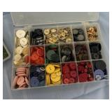 Colorful buttons in box
