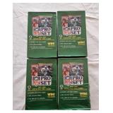 4 1990 Pro Set Football wax boxes, series 1