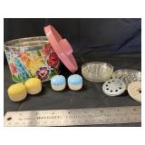 Floral Canister w/mini Salt & Pepper shakers