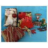 6 Vintage Bulbs, Bead Garland, Box of