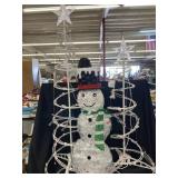 Lighted Trees and Snowman