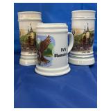 3 Vtg German steins