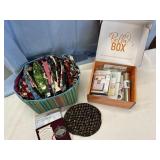 Kimberbell sewing box & fabric remnants