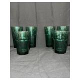 Green glass cups