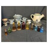 Miniature Vtg glass bottles salt shaker (silver