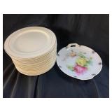 Vintage Hand Painted Cake Plate & 21 Knowles