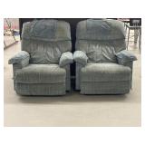 2 blue recliners