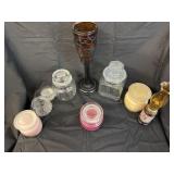 Candles and candy dishes and oil lamps