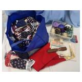 Fabric remnants & box of trim