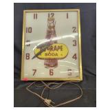 Vtg. NuGrape soda advertising clock