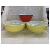 3 Vintage Pyrex Bowls