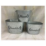 Nesting Galvanized Affirmation Decor Buckets