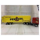 Metal Penzoil Semi Truck and Trailer