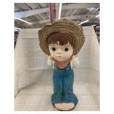 Vintage Concrete Kissing Boy with Flowers