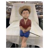 Concrete Sitting Fishing Boy