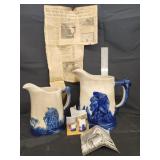 2 Vtg. Old sleepy eye pottery pitcher