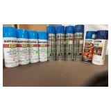 10 cans of different shades of blue by rustoleum