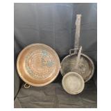 Vtg.Copper colander/ Vtg Copper Frying pan &