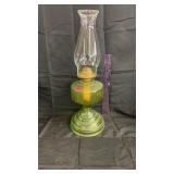 Vintage Green Glass Oil Lamp