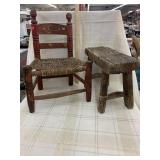 Primitive Childï¿½s Chair & Stool