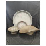 Vtg. Metal tin sifter/ Vtg metal pie pan Vtg.