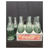 Vtg Coca- Cola carier  green glass hobbie skirt