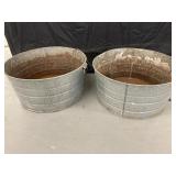 Galvanized Vintage Wash Tubs w/handles 2/set