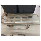 Antique Metal Frame Dolly/Glass top Table