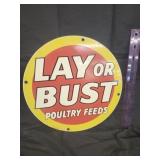 Vtg. Porcelain advertising sign for Lay or Bust
