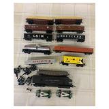 Model Train Cars -9 open, 1 Tanker, 1 closed, 1