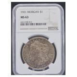 1921 Ms63 Morgan Silver Dollar (90% Silver)