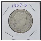 90% Silver 1909-s Barber Half Dollar