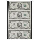 Uncut Sheet Of 4x $2 Fed. Res. Notes, 2003a