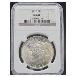 1922 Ms63 Silver Peace Dollar
