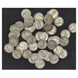 90% Silver, $5 Face Mercury Dimes