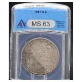 1881-s Ms63 Morgan Silver Dollar (90% Silver)