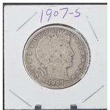 90% Silver 1907-s Barber Half Dollar